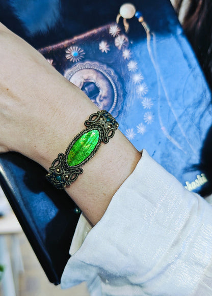 Le Bijoux Green Ammolite Boho Braided Bracelet