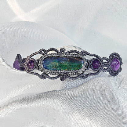 Le Bijoux Purple-Green Ammolite Boho Braided Bracelet