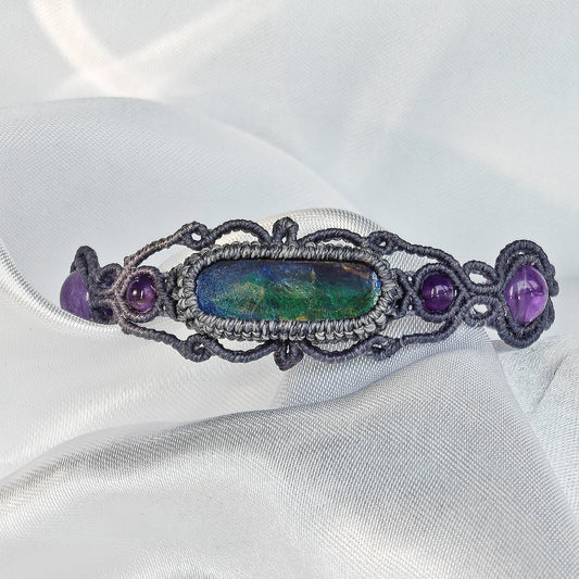 Le Bijoux Purple-Green Ammolite Boho Braided Bracelet