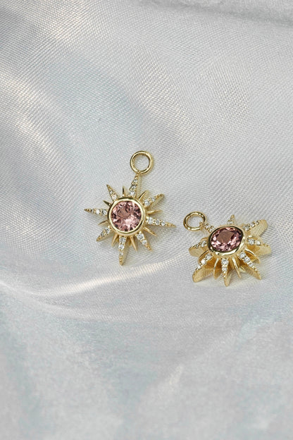 Malayan Garnet Sunflower Earrings