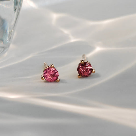 Le Bijoux Round Brilliant Cut Pink Spinel Earrings