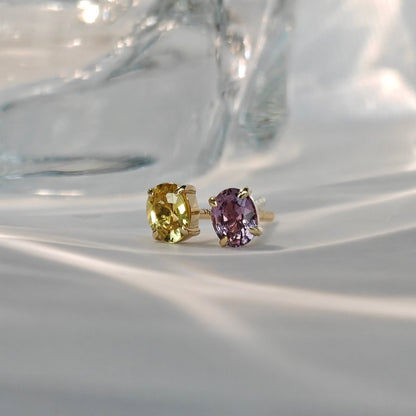 Le Bijoux Oval Shape Cut Yellow & Purple Sapphire Earrings