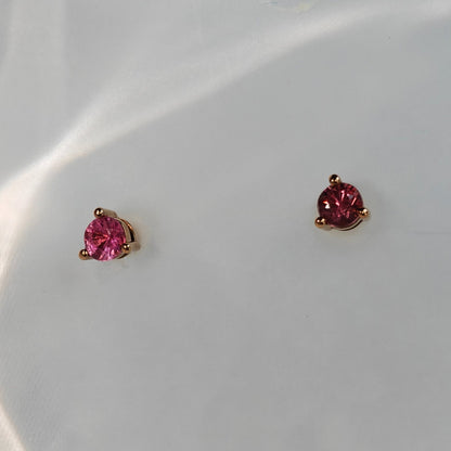 Le Bijoux Round Brilliant Cut Pink Spinel Earrings