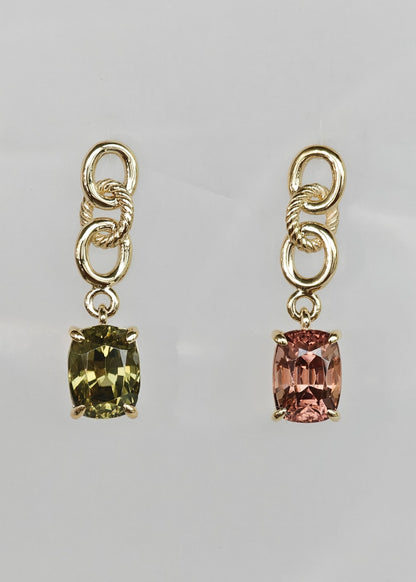 Cushion Cut Contrast Zirconia Earrings