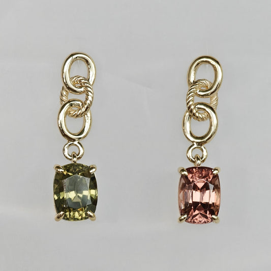 Cushion Cut Contrast Zirconia Earrings