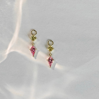 Pink Tourmaline x Sapphire Earrings