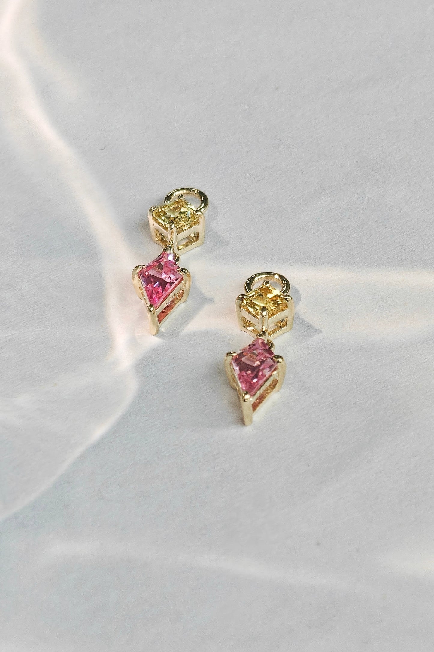 Pink Tourmaline x Sapphire Earrings