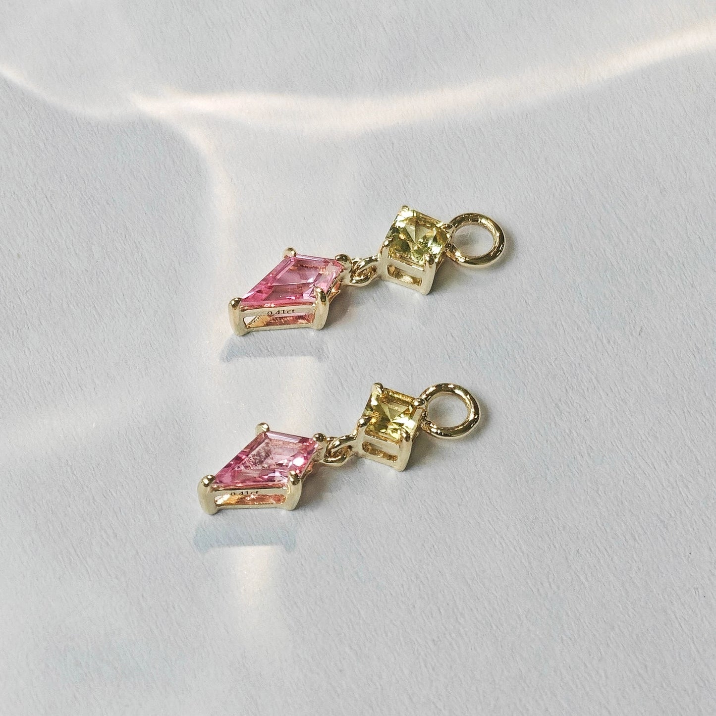 Pink Tourmaline x Sapphire Earrings