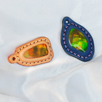 Azure Trail: Pueblo Frosted Denim Blue Inlay Natural Imprint, Leaf-Shaped Ammolite（Limited Sale)