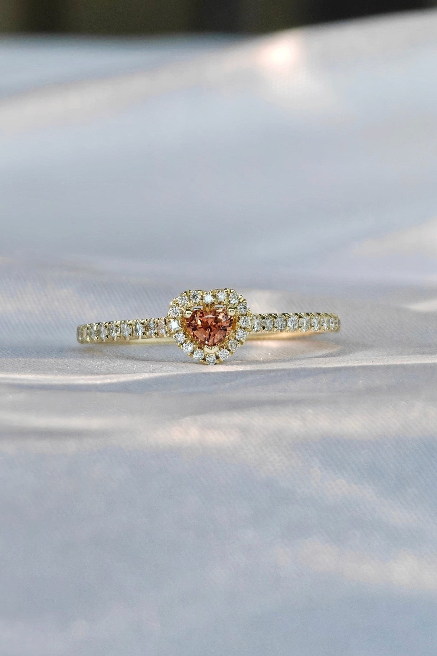 Light Orange Heart Shape Sapphire Polished Ring（Available Now）