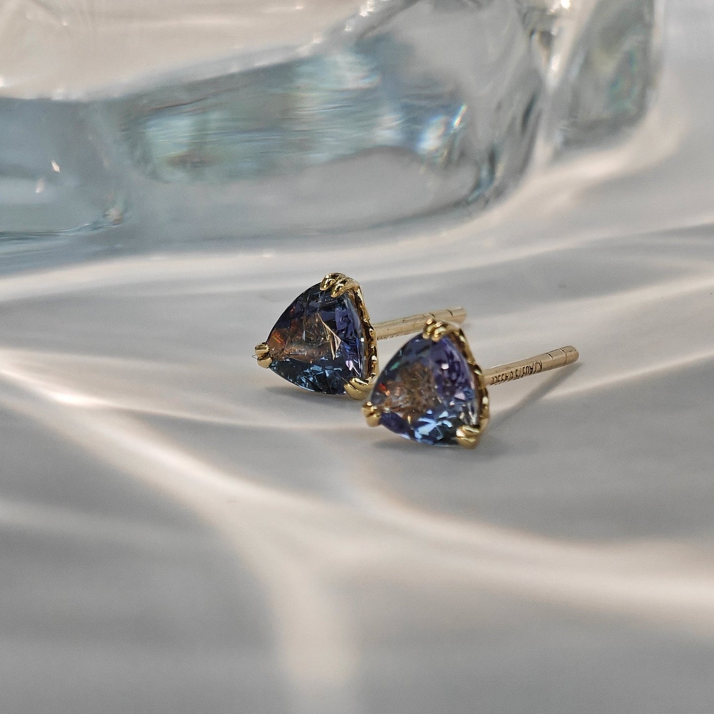 Le Bijoux Trillion Cut Blue Tanzanite Earrings