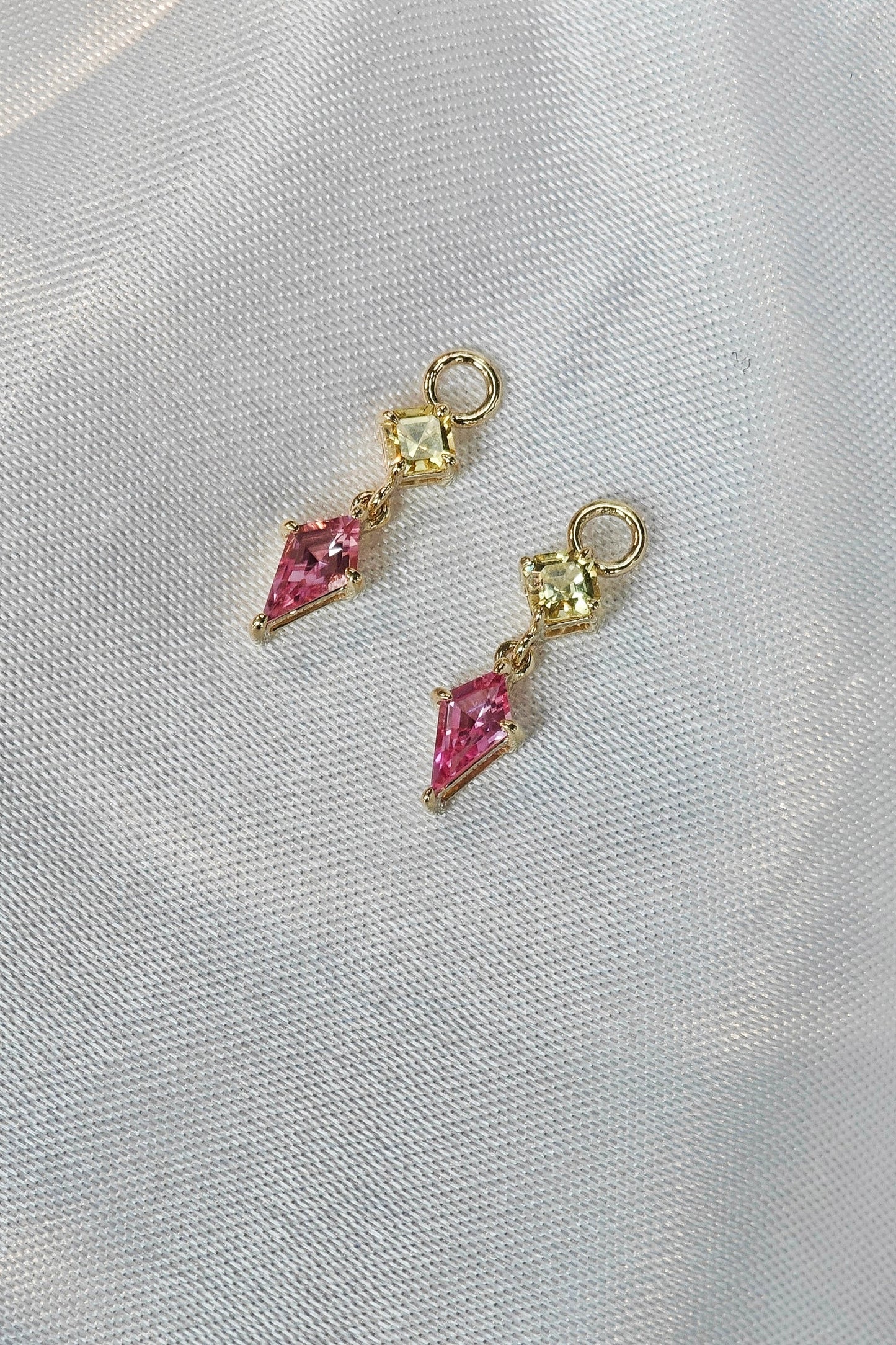 Pink Tourmaline x Sapphire Earrings