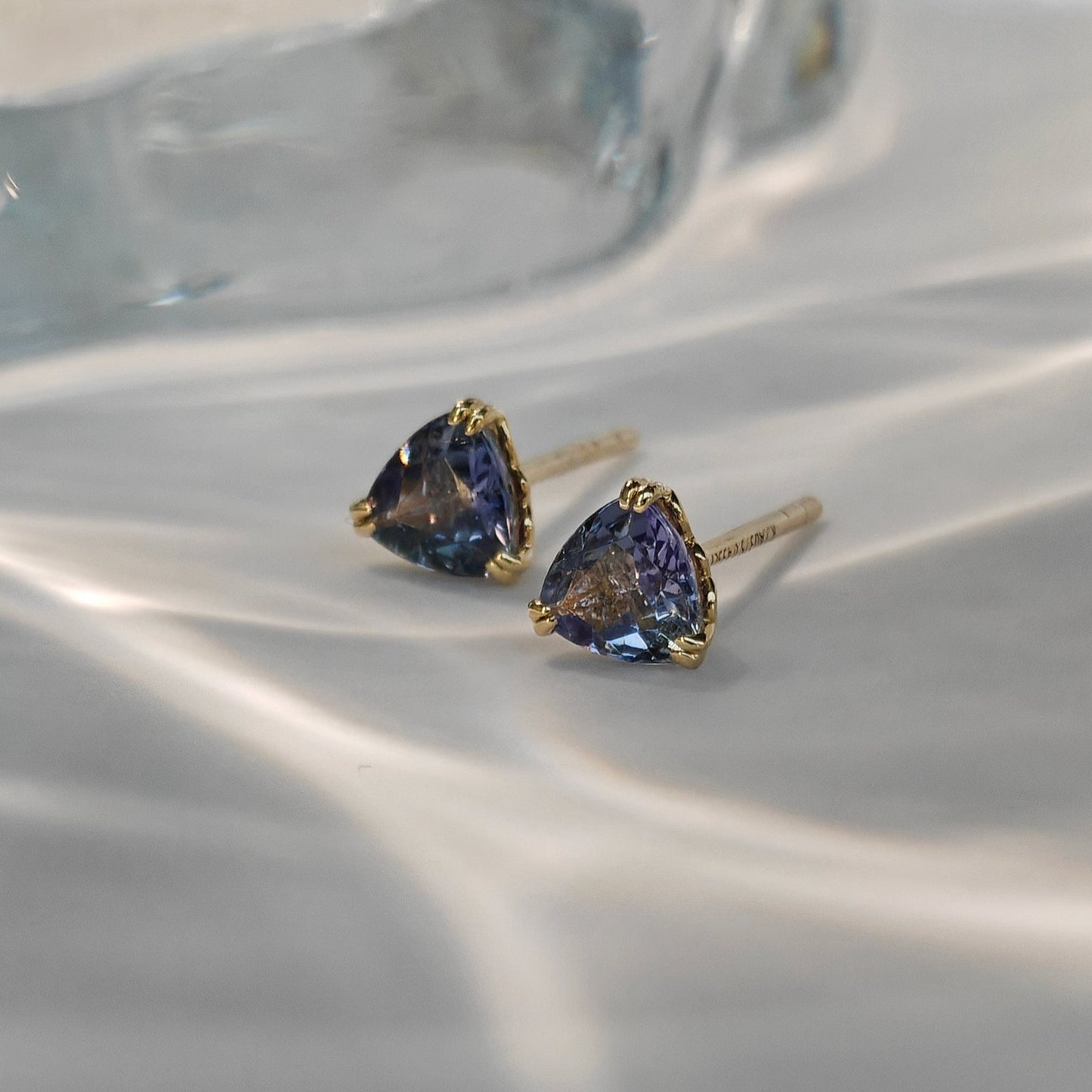 Le Bijoux Trillion Cut Blue Tanzanite Earrings