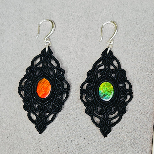 Hand Knit Ammolite Earrings