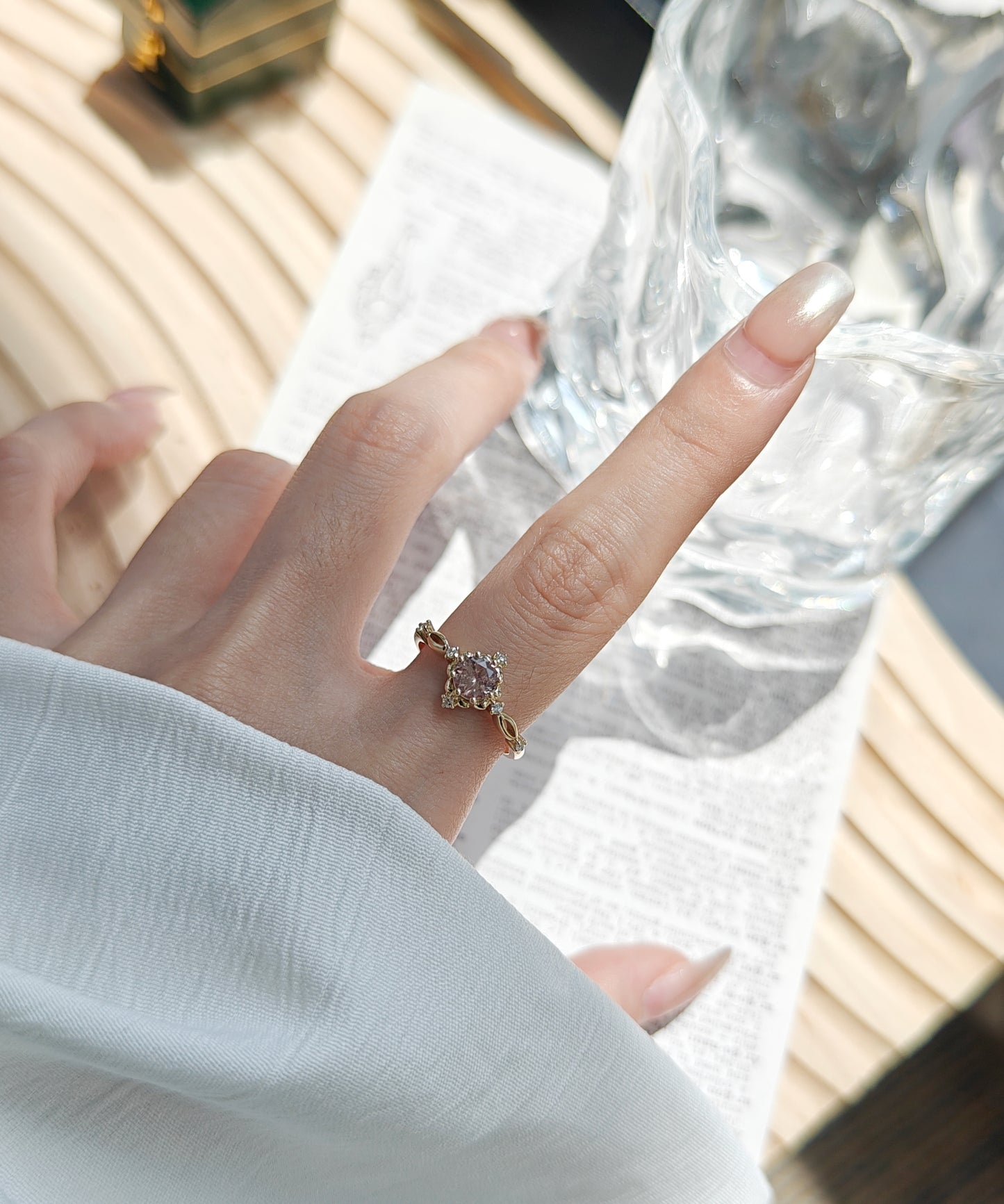 Light Pink Dragon Garnet Ring