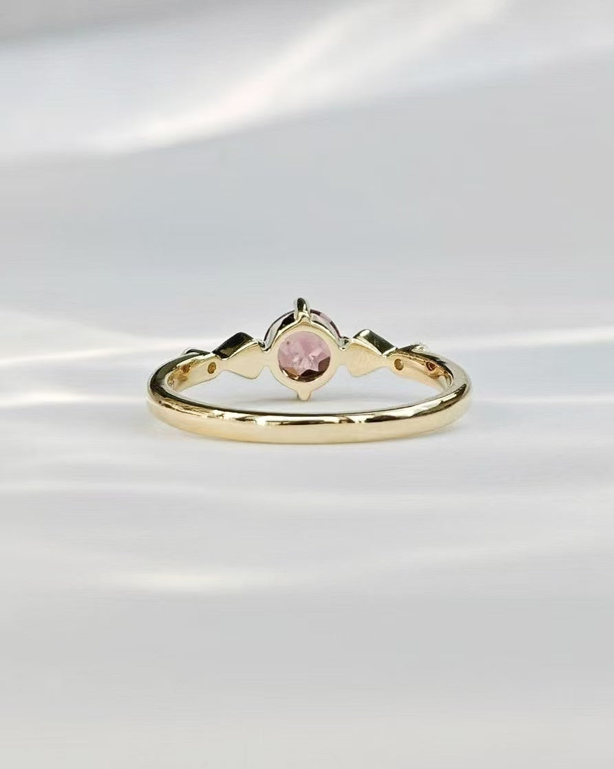 Round Red Spinel Engagement Ring