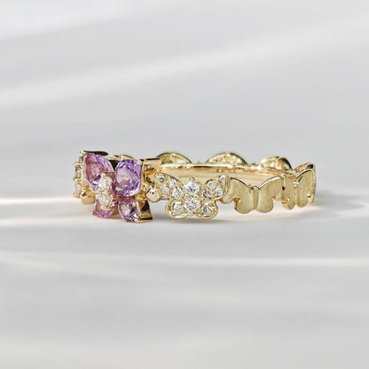 Butterfly Purple Sapphire Diamond Ring