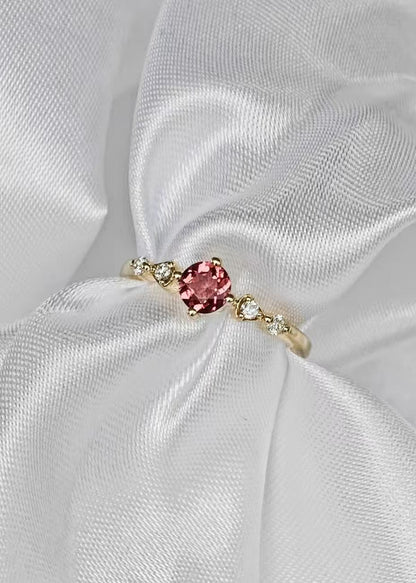 Round Red Spinel Engagement Ring