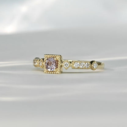 Round Cut Pink Spinel Wedding Ring