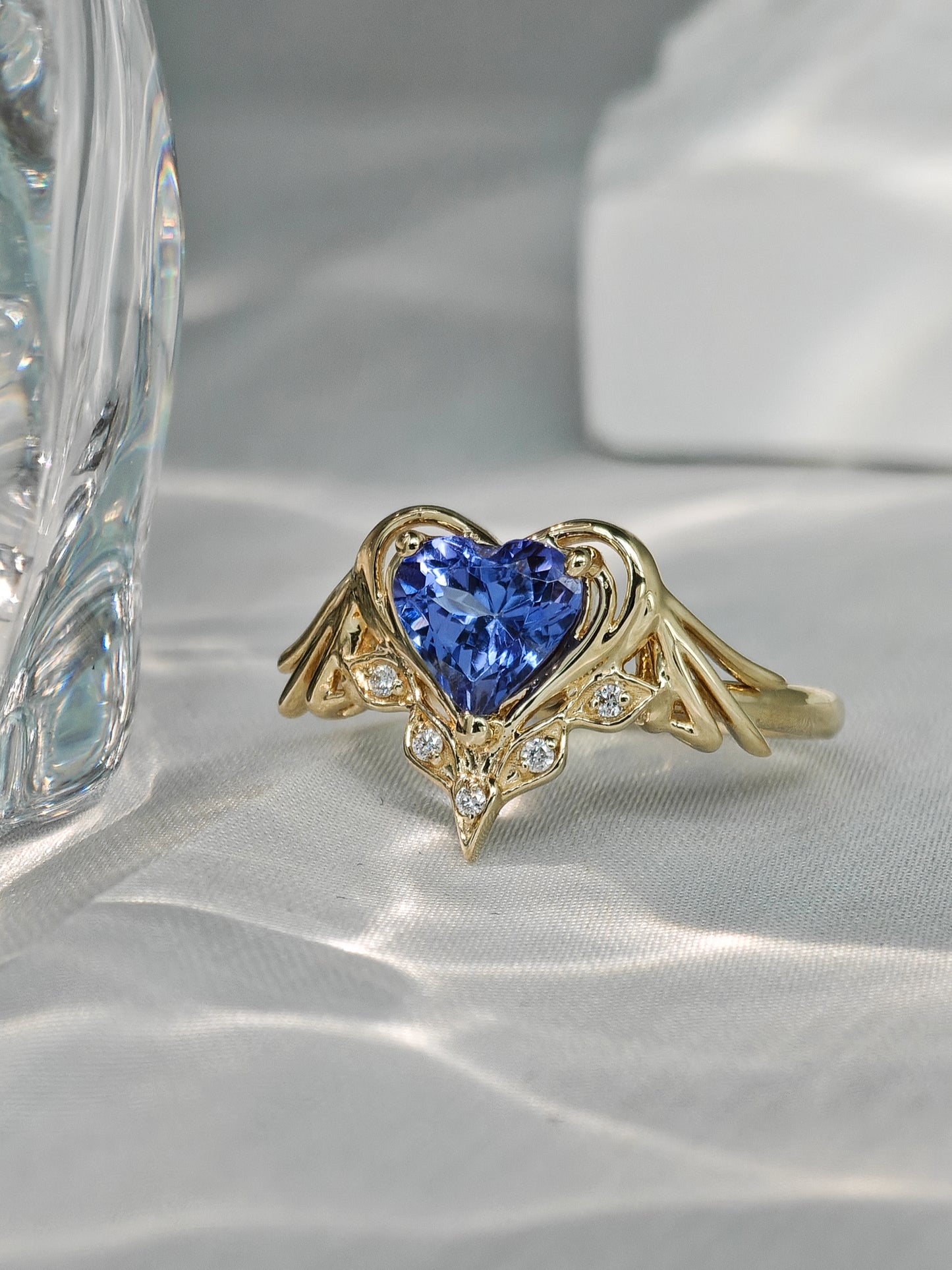 Sailor Moon: Heart-Cut Blue Tanzanite Engagement Ring