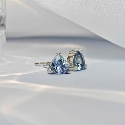 Blue Tanzanite Stud Earrings