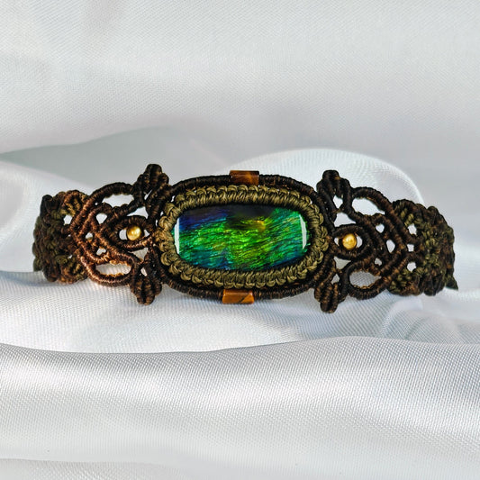 Le Bijoux Handmade Ammolite Braided Rope Bracelet