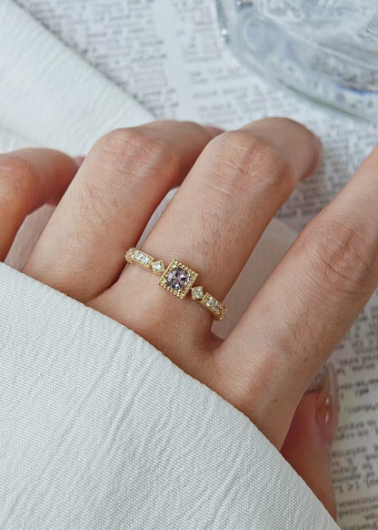 Round Cut Pink Spinel Wedding Ring