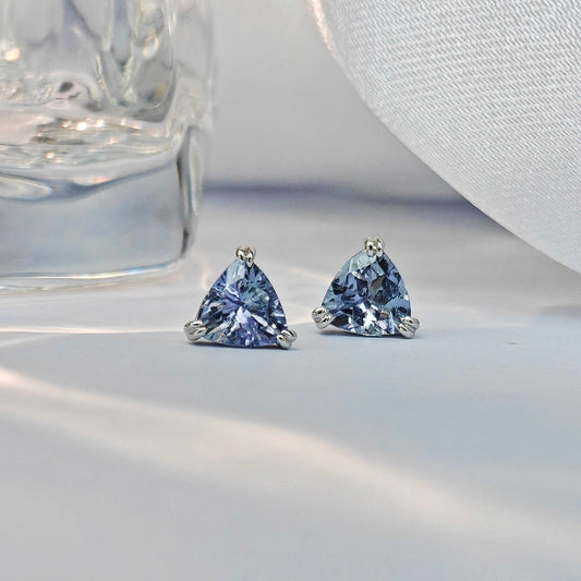 Blue Tanzanite Stud Earrings