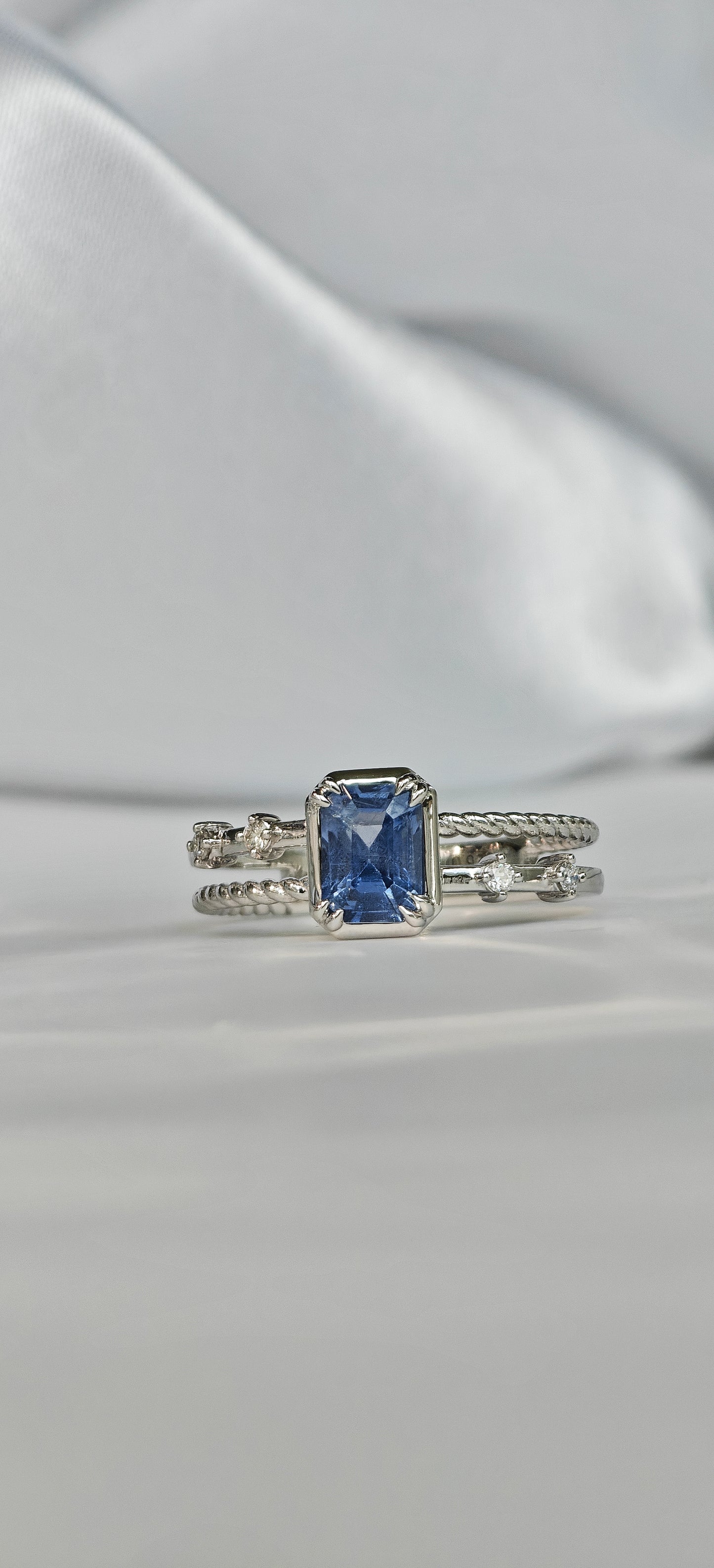 Radiant Cut Blue Cobalt Spinel Engagement Ring