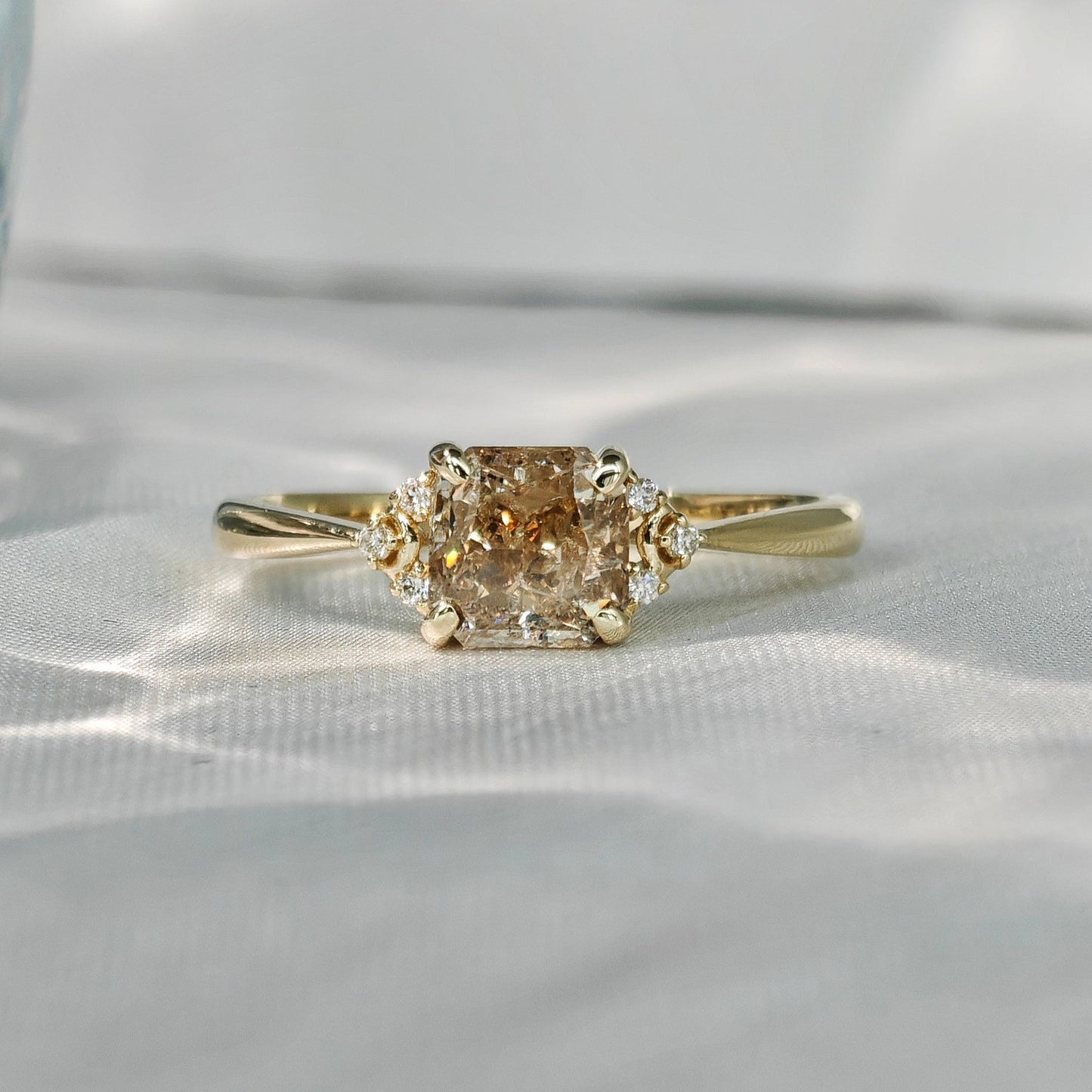 Princess Cut Brown Diamond Engagement Rings