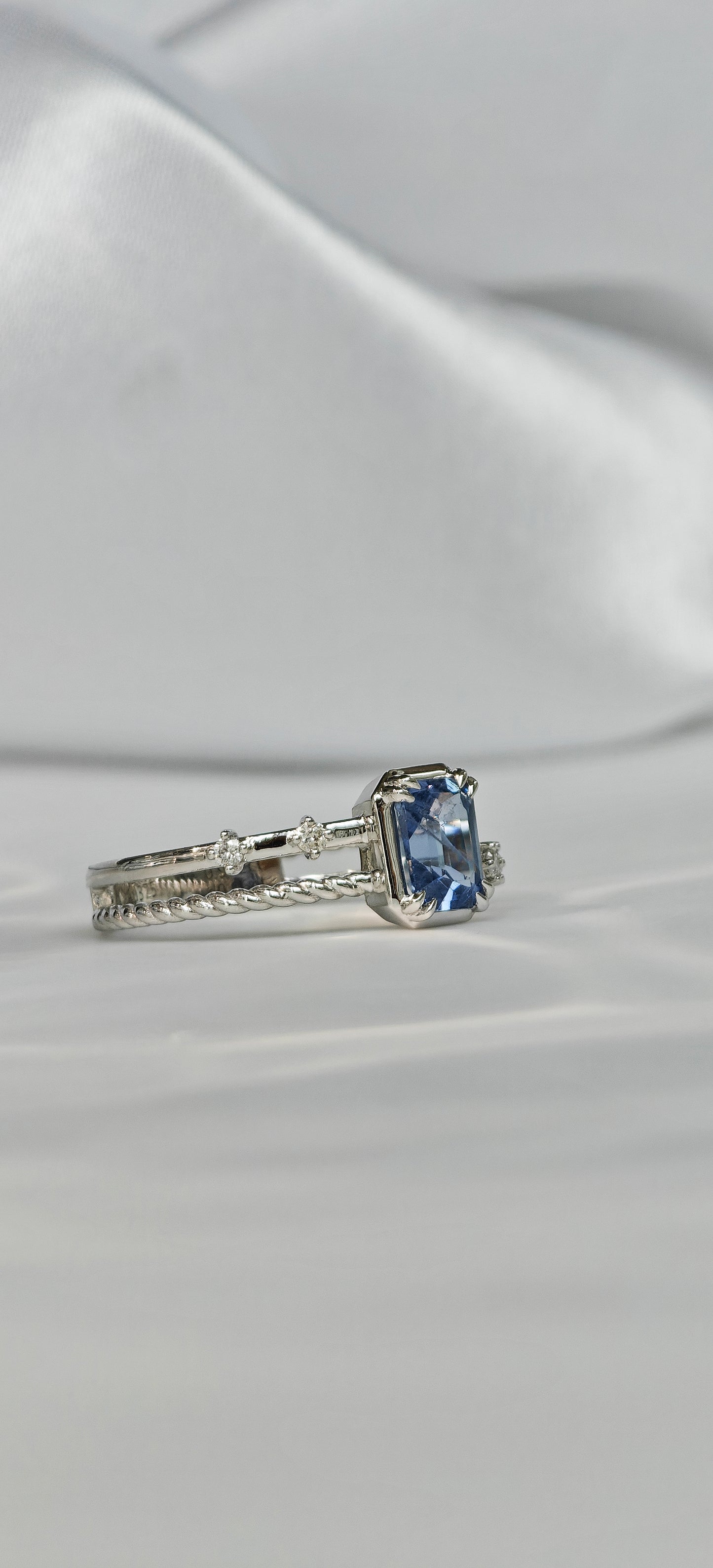 Radiant Cut Blue Cobalt Spinel Engagement Ring