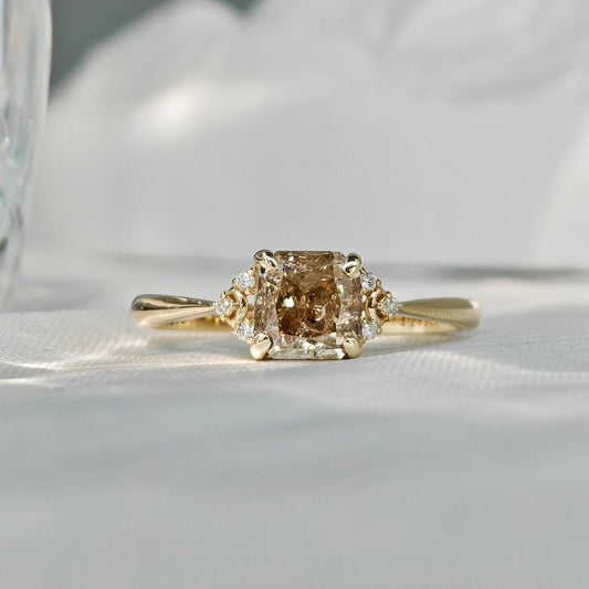 Princess Cut Brown Diamond Engagement Rings