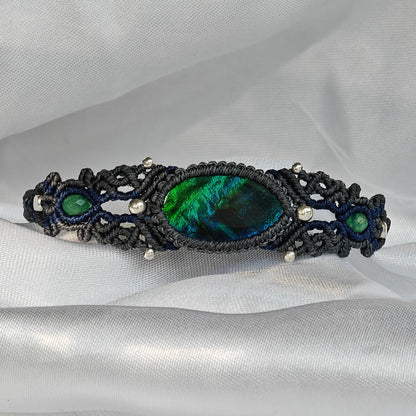 Le Bijoux Blue Green Ammolite Braided Rope Bracelet