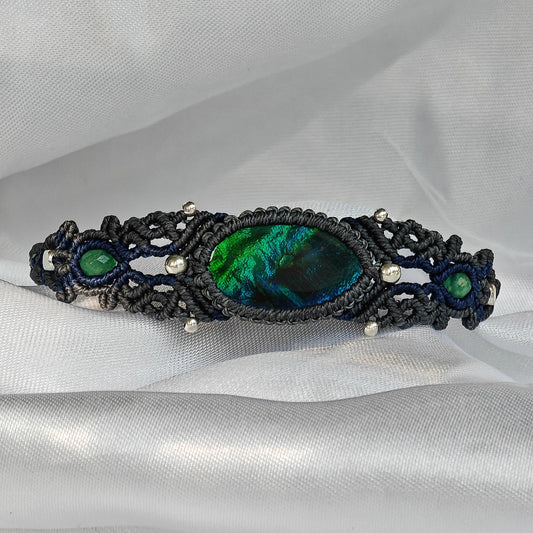 Le Bijoux Blue Green Ammolite Braided Rope Bracelet