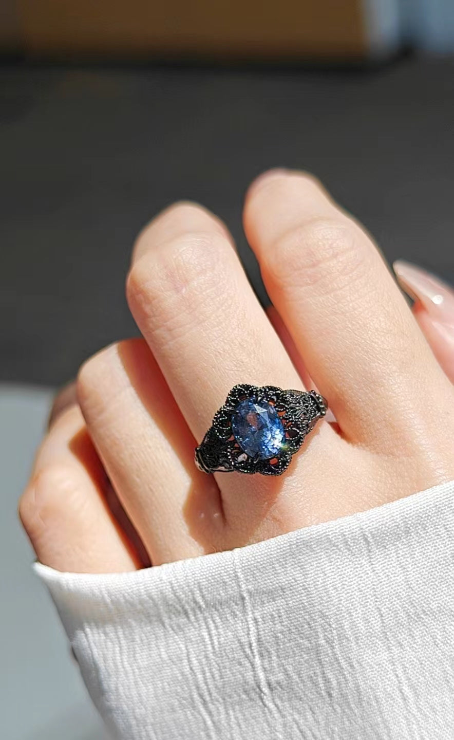 Oval Color Change Spinel Promise Ring