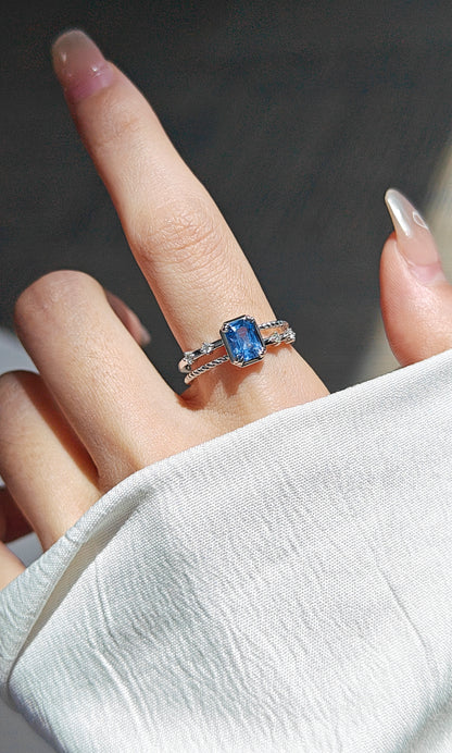 Radiant Cut Blue Cobalt Spinel Engagement Ring