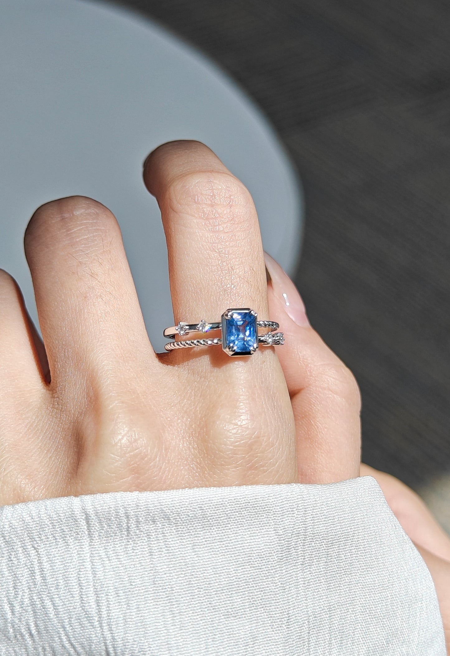 Radiant Cut Blue Cobalt Spinel Engagement Ring