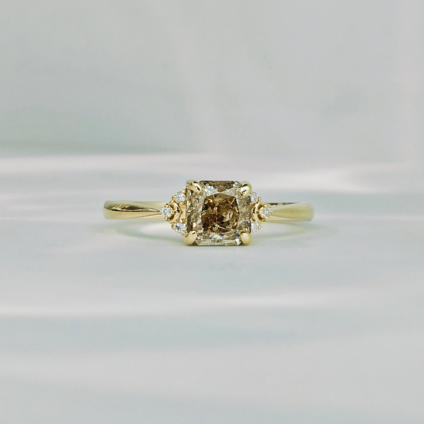 Princess Cut Brown Diamond Engagement Rings