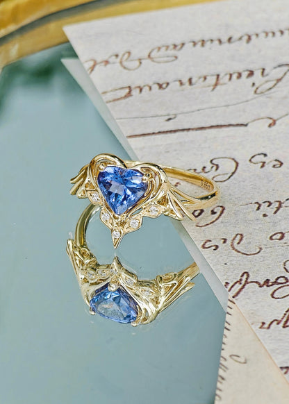 Sailor Moon: Heart-Cut Blue Tanzanite Engagement Ring