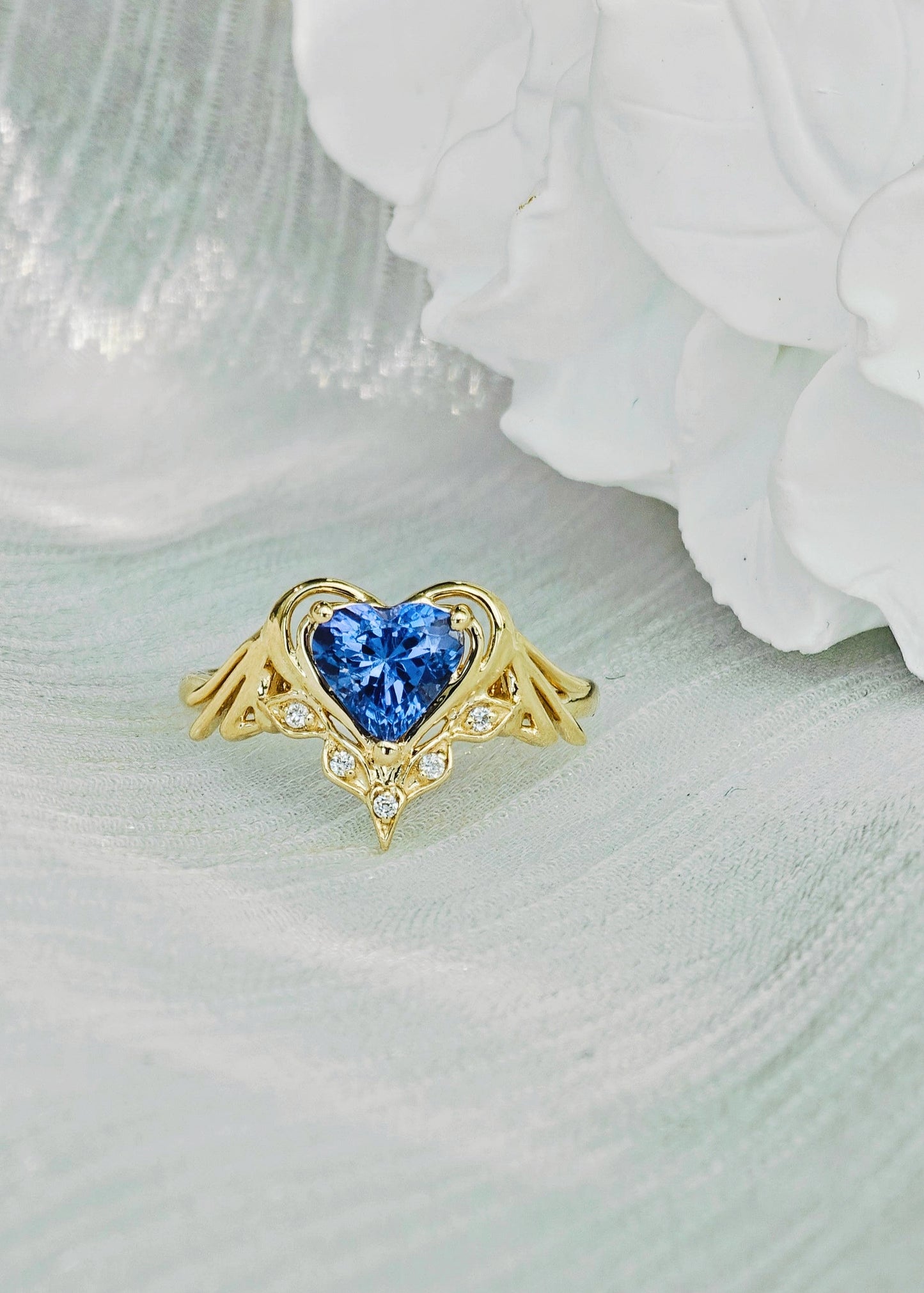 Sailor Moon: Heart-Cut Blue Tanzanite Engagement Ring