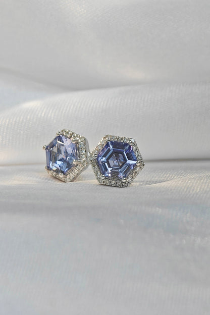 Blue Tanzanite Earrings-Diamond