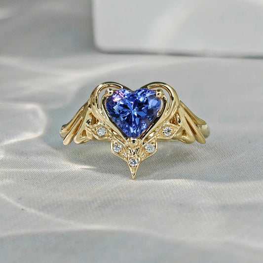 Sailor Moon: Heart-Cut Blue Tanzanite Engagement Ring