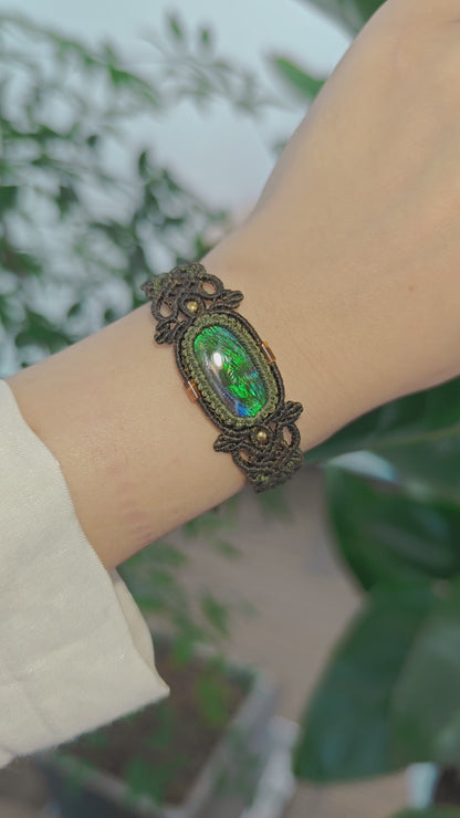 Le Bijoux Handmade Ammolite Braided Rope Bracelet